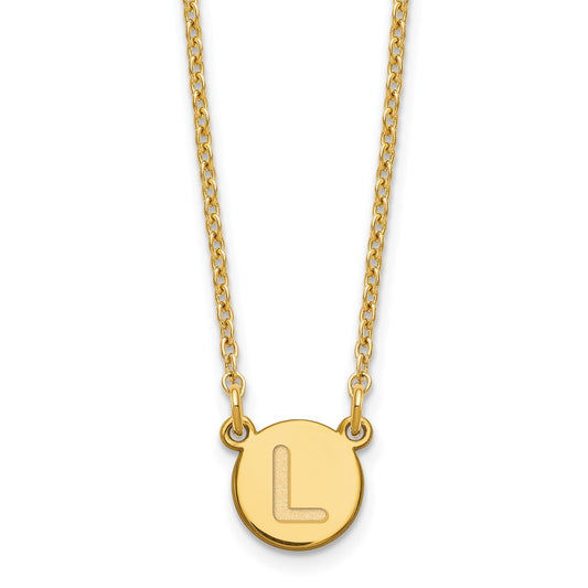 Sterling Silver Gold-plated Tiny Circle Block Letter L Initial Necklace XNA722GP_L