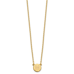 Sterling Silver Gold-plated Tiny Circle Block Letter M Initial Necklace XNA722GP_M