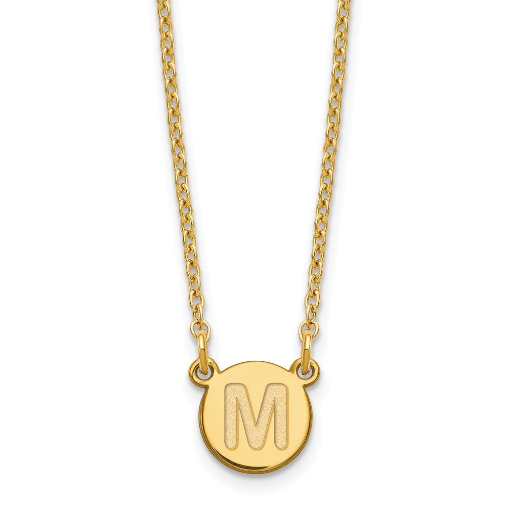 Sterling Silver Gold-plated Tiny Circle Block Letter M Initial Necklace XNA722GP_M