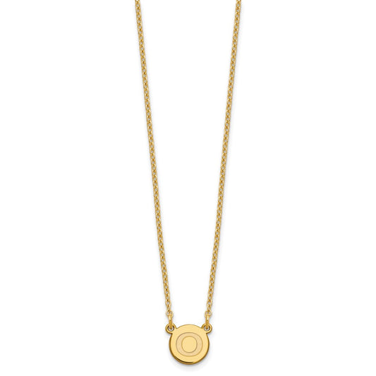 Sterling Silver Gold-plated Tiny Circle Block Letter O Initial Necklace XNA722GP_O