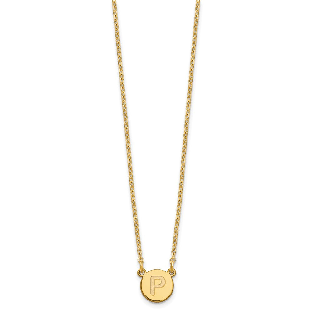 Sterling Silver Gold-plated Tiny Circle Block Letter P Initial Necklace XNA722GP_P