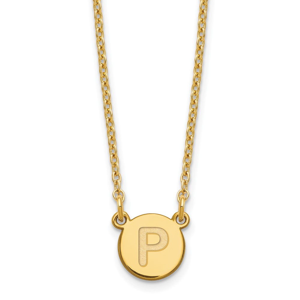 Sterling Silver Gold-plated Tiny Circle Block Letter P Initial Necklace XNA722GP_P