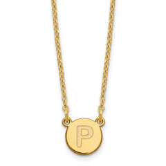 Sterling Silver Gold-plated Tiny Circle Block Letter P Initial Necklace XNA722GP_P