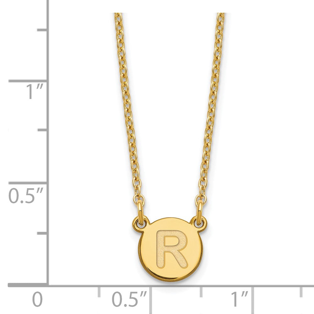 Sterling Silver Gold-plated Tiny Circle Block Letter R Initial Necklace XNA722GP_R