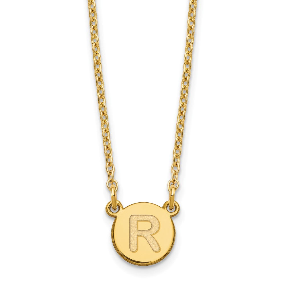 Sterling Silver Gold-plated Tiny Circle Block Letter R Initial Necklace XNA722GP_R