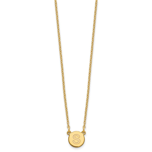 Sterling Silver Gold-plated Tiny Circle Block Letter S Initial Necklace XNA722GP_S