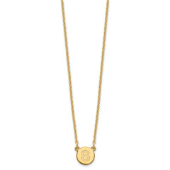 Sterling Silver Gold-plated Tiny Circle Block Letter S Initial Necklace XNA722GP_S