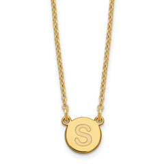 Sterling Silver Gold-plated Tiny Circle Block Letter S Initial Necklace XNA722GP_S