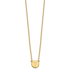 Sterling Silver Gold-plated Tiny Circle Block Letter T Initial Necklace XNA722GP_T
