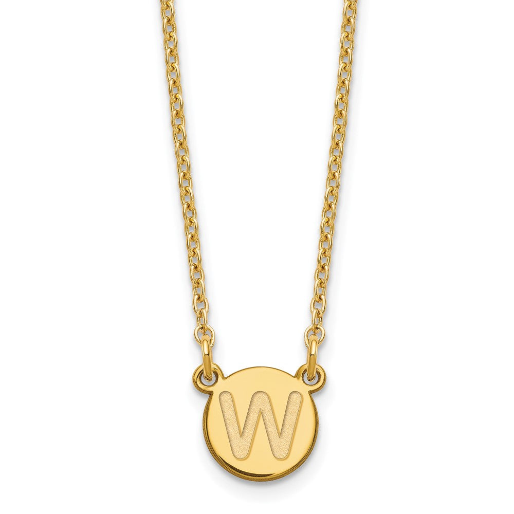 Sterling Silver Gold-plated Tiny Circle Block Letter W Initial Necklace XNA722GP_W
