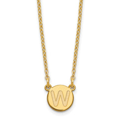 Sterling Silver Gold-plated Tiny Circle Block Letter W Initial Necklace XNA722GP_W
