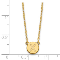 Sterling Silver Gold-plated Tiny Circle Block Letter X Initial Necklace XNA722GP_X