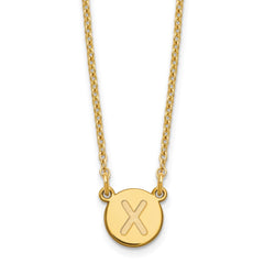 Sterling Silver Gold-plated Tiny Circle Block Letter X Initial Necklace XNA722GP_X
