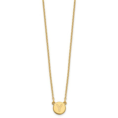 Sterling Silver Gold-plated Tiny Circle Block Letter Y Initial Necklace XNA722GP_Y