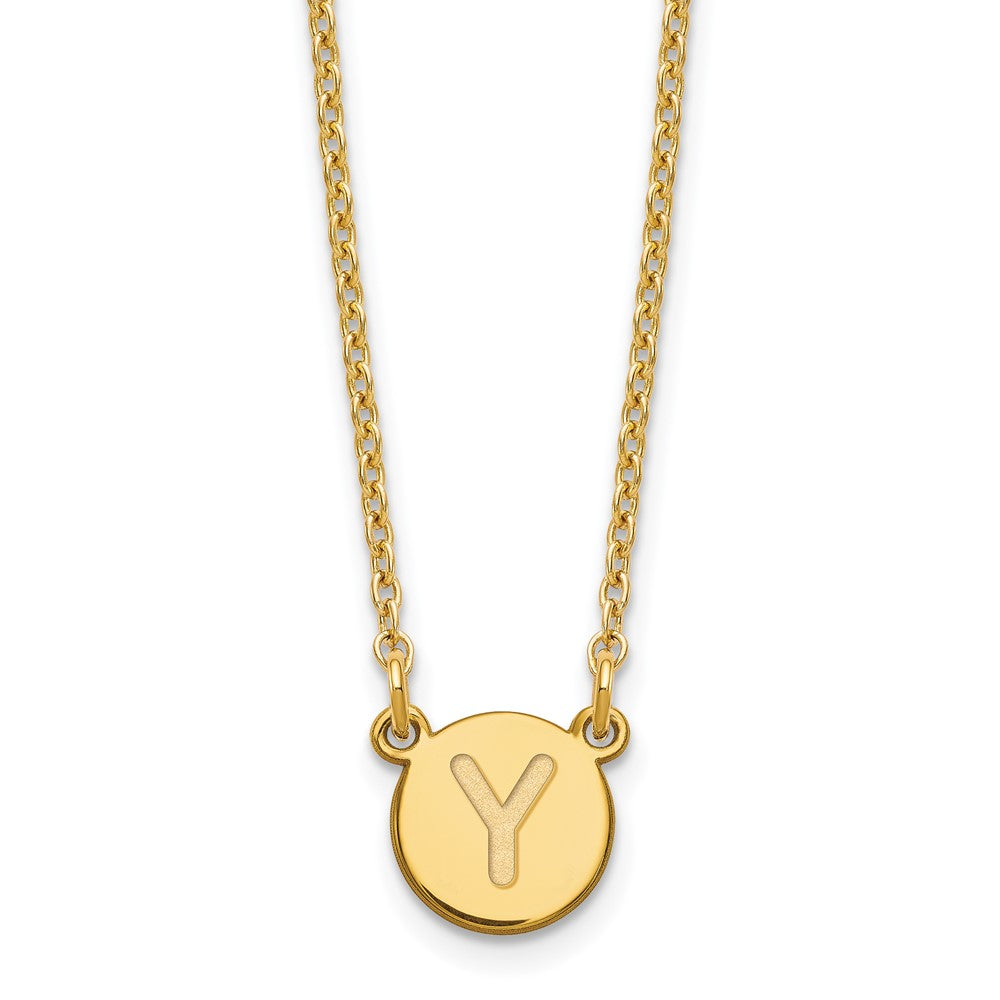 Sterling Silver Gold-plated Tiny Circle Block Letter Y Initial Necklace XNA722GP_Y