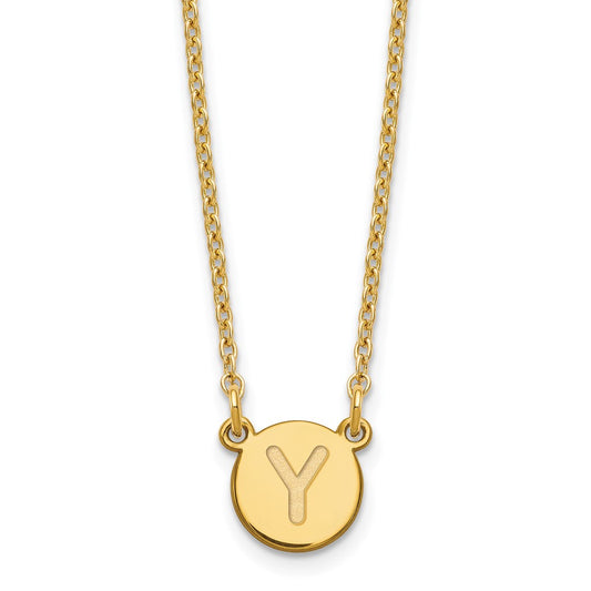 Sterling Silver Gold-plated Tiny Circle Block Letter Y Initial Necklace XNA722GP_Y