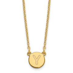 Sterling Silver Gold-plated Tiny Circle Block Letter Y Initial Necklace XNA722GP_Y