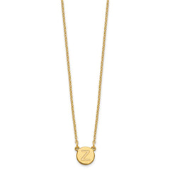 Sterling Silver Gold-plated Tiny Circle Block Letter Z Initial Necklace XNA722GP_Z