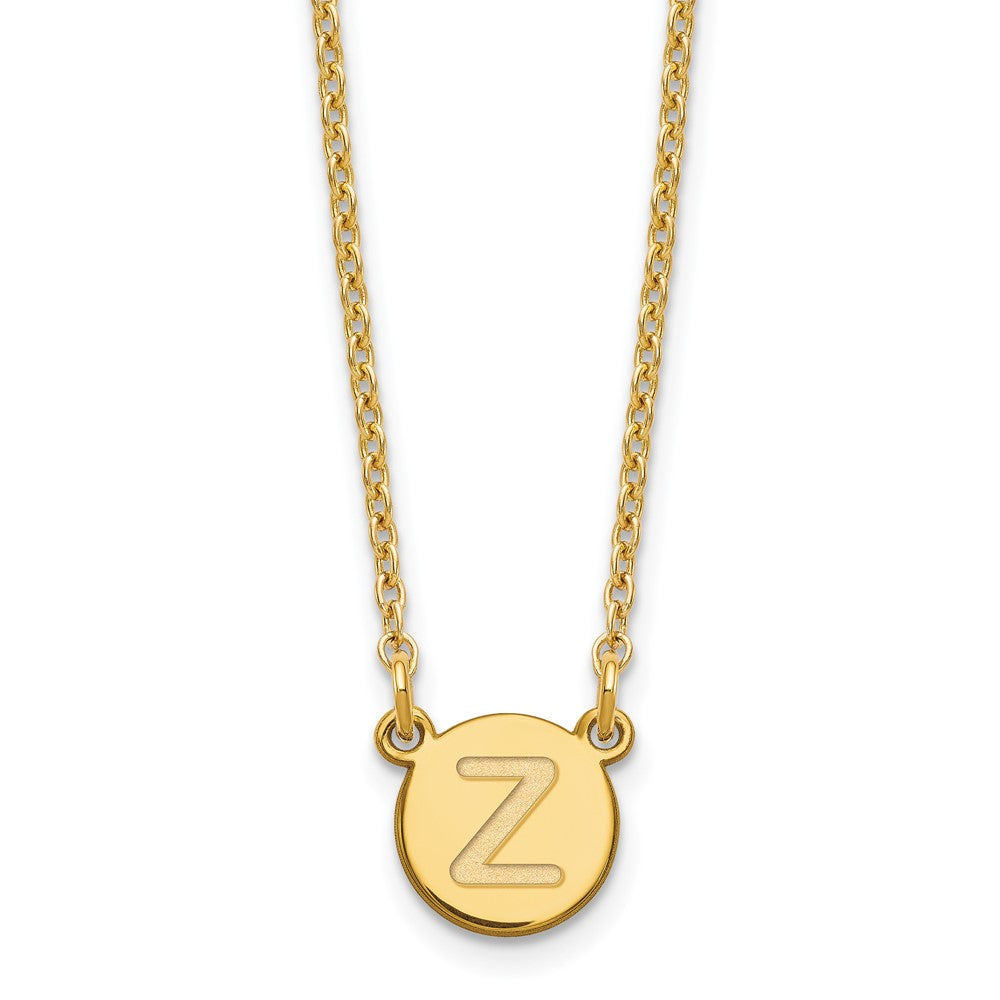 Sterling Silver Gold-plated Tiny Circle Block Letter Z Initial Necklace XNA722GP_Z