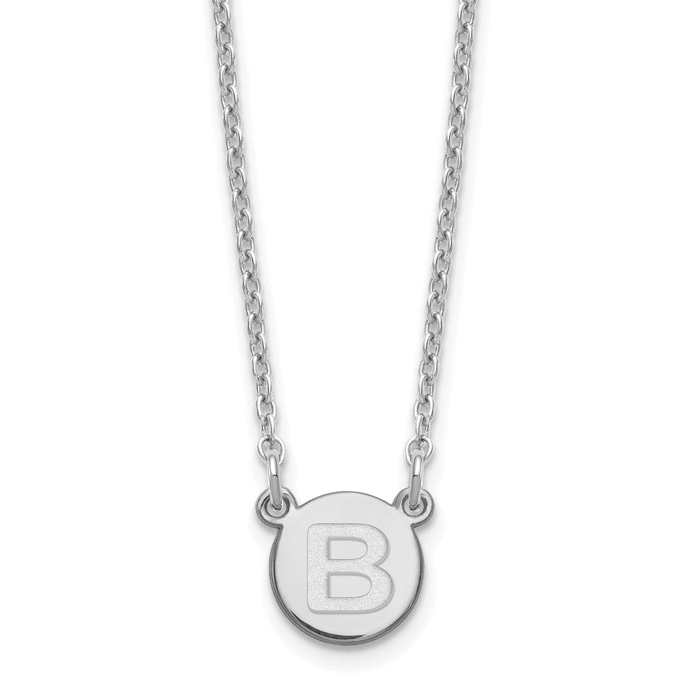 Sterling Silver Rhodium-plated Tiny Circle Block Letter B Initial Necklace XNA722SS_B