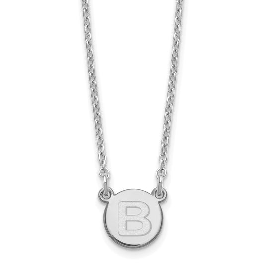 Sterling Silver Rhodium-plated Tiny Circle Block Letter B Initial Necklace XNA722SS_B