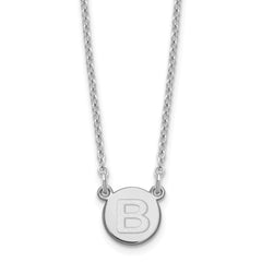 Sterling Silver Rhodium-plated Tiny Circle Block Letter B Initial Necklace XNA722SS_B