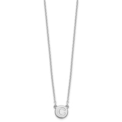 Sterling Silver Rhodium-plated Tiny Circle Block Letter C Initial Necklace XNA722SS_C