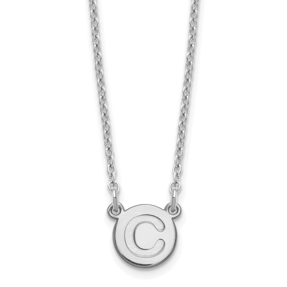 Sterling Silver Rhodium-plated Tiny Circle Block Letter C Initial Necklace XNA722SS_C