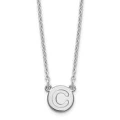 Sterling Silver Rhodium-plated Tiny Circle Block Letter C Initial Necklace XNA722SS_C