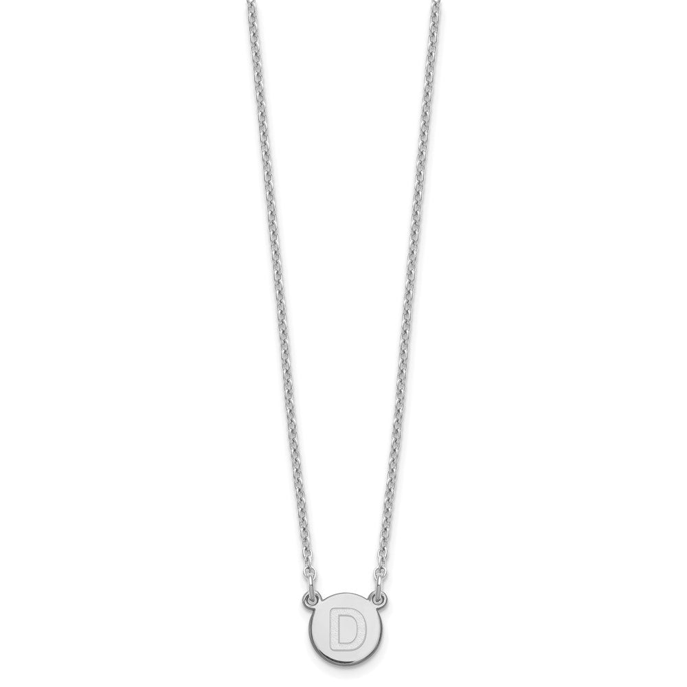 Sterling Silver Rhodium-plated Tiny Circle Block Letter D Initial Necklace XNA722SS_D