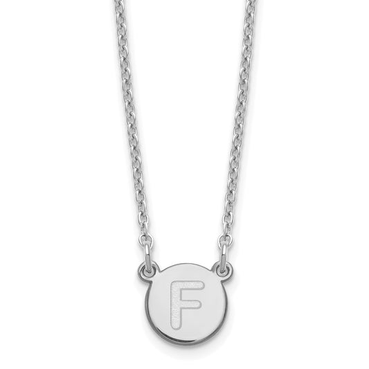 Sterling Silver Rhodium-plated Tiny Circle Block Letter F Initial Necklace XNA722SS_F