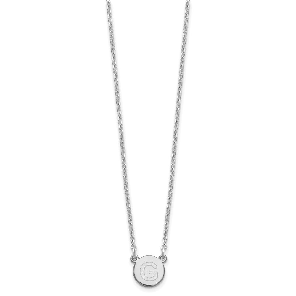 Sterling Silver Rhodium-plated Tiny Circle Block Letter G Initial Necklace XNA722SS_G