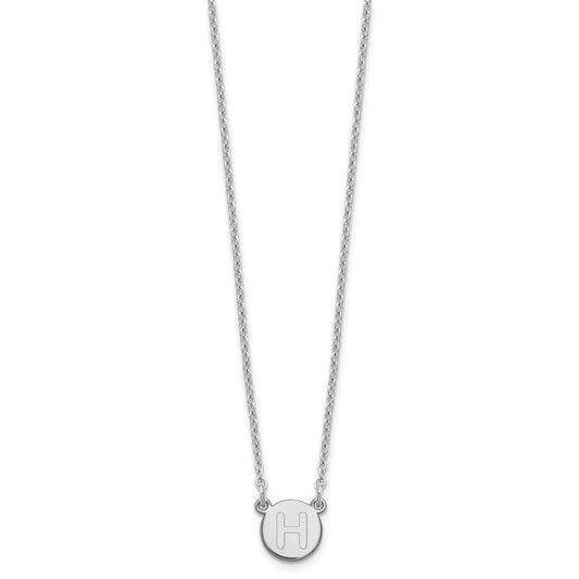 Sterling Silver Rhodium-plated Tiny Circle Block Letter H Initial Necklace XNA722SS_H