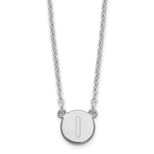 Sterling Silver Rhodium-plated Tiny Circle Block Letter I Initial Necklace XNA722SS_I