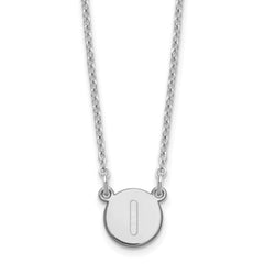 Sterling Silver Rhodium-plated Tiny Circle Block Letter I Initial Necklace XNA722SS_I