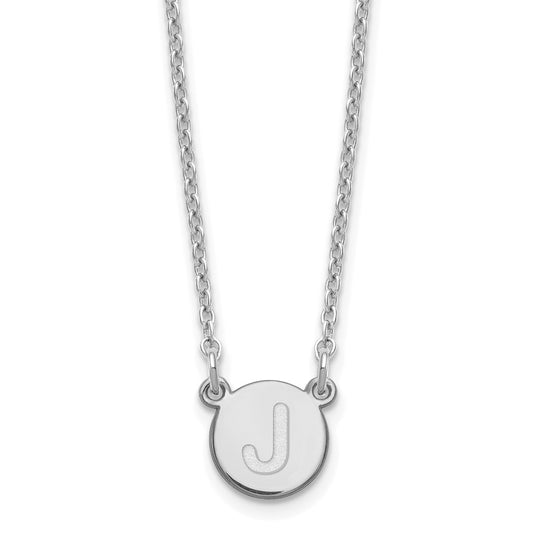 Sterling Silver Rhodium-plated Tiny Circle Block Letter J Initial Necklace XNA722SS_J