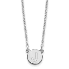 Sterling Silver Rhodium-plated Tiny Circle Block Letter J Initial Necklace XNA722SS_J
