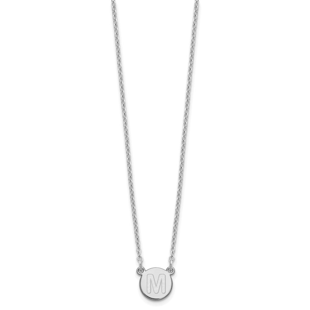 Sterling Silver Rhodium-plated Tiny Circle Block Letter M Initial Necklace XNA722SS_M