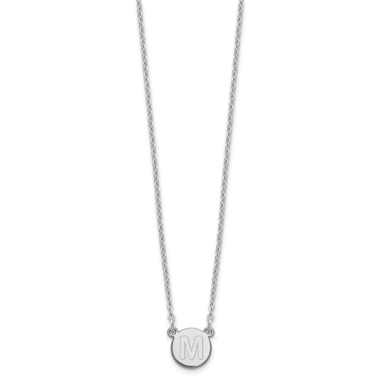 Sterling Silver Rhodium-plated Tiny Circle Block Letter M Initial Necklace XNA722SS_M