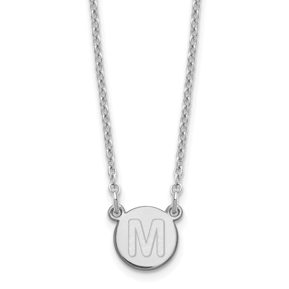 Sterling Silver Rhodium-plated Tiny Circle Block Letter M Initial Necklace XNA722SS_M