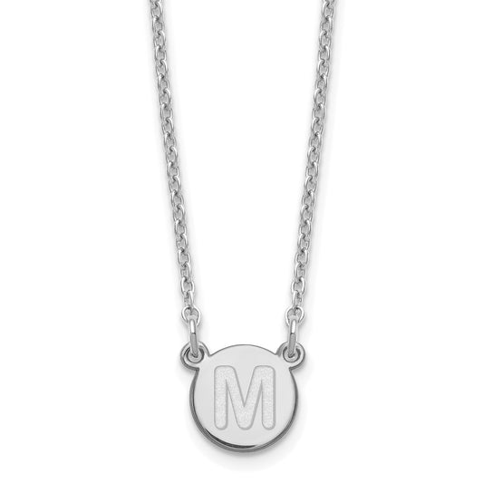 Sterling Silver Rhodium-plated Tiny Circle Block Letter M Initial Necklace XNA722SS_M