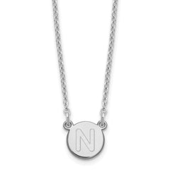 Sterling Silver Rhodium-plated Tiny Circle Block Letter N Initial Necklace XNA722SS_N