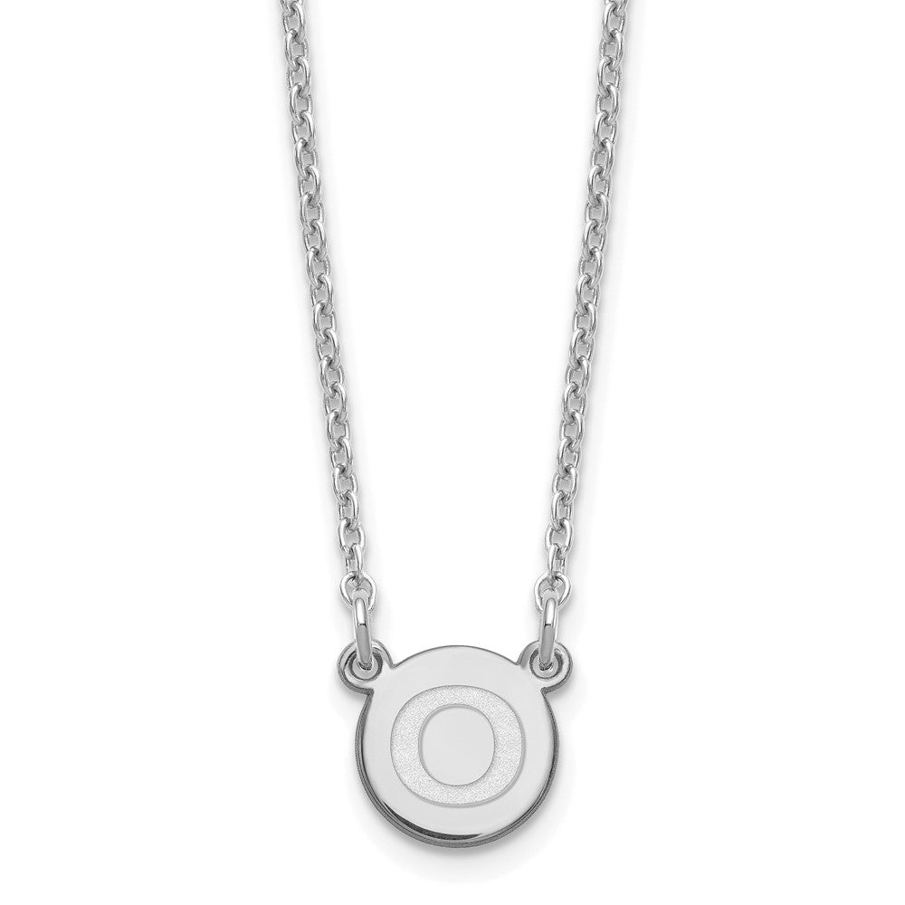 Sterling Silver Rhodium-plated Tiny Circle Block Letter O Initial Necklace XNA722SS_O