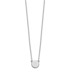 Sterling Silver Rhodium-plated Tiny Circle Block Letter R Initial Necklace XNA722SS_R
