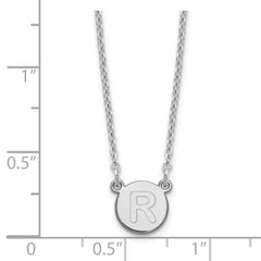 Sterling Silver Rhodium-plated Tiny Circle Block Letter R Initial Necklace XNA722SS_R