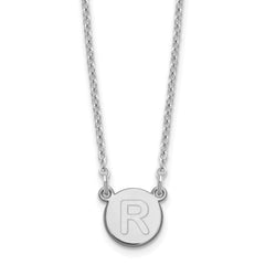 Sterling Silver Rhodium-plated Tiny Circle Block Letter R Initial Necklace XNA722SS_R