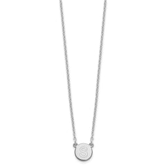 Sterling Silver Rhodium-plated Tiny Circle Block Letter S Initial Necklace XNA722SS_S