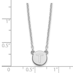 Sterling Silver Rhodium-plated Tiny Circle Block Letter T Initial Necklace XNA722SS_T