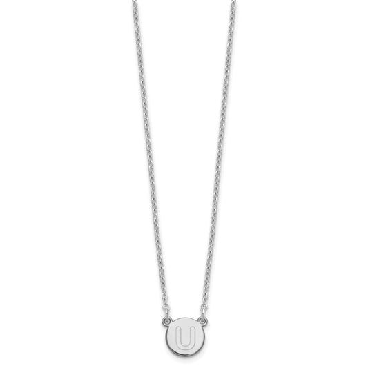 Sterling Silver Rhodium-plated Tiny Circle Block Letter U Initial Necklace XNA722SS_U