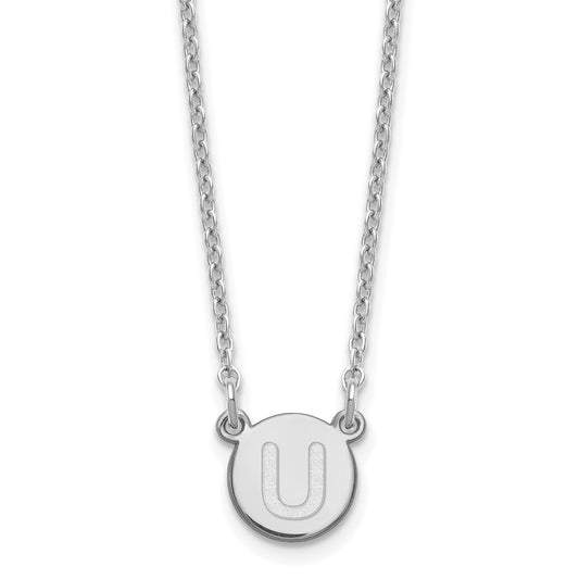 Sterling Silver Rhodium-plated Tiny Circle Block Letter U Initial Necklace XNA722SS_U